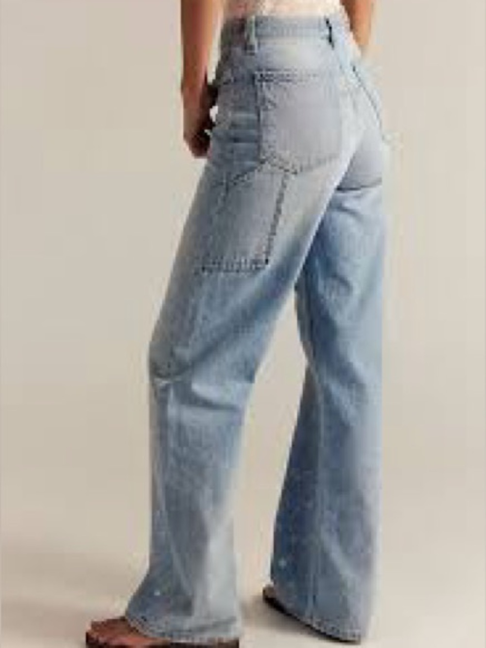 We The Free Tinsley Baggy High Rise Straight Leg Jeans Womens 26 Blue Bright Eye